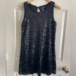 H&M Black Sequin A Line Mini Dress Party Festive Holiday Cocktail